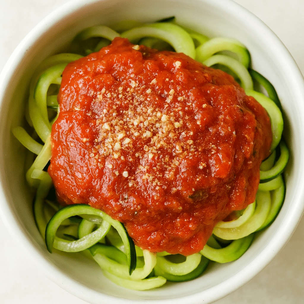 Zoodle Noodle Spaghetti Bowl (Easy 30-Minute Dinner Idea for 2025) 9 Zoodle noodle spaghetti bowl on plate