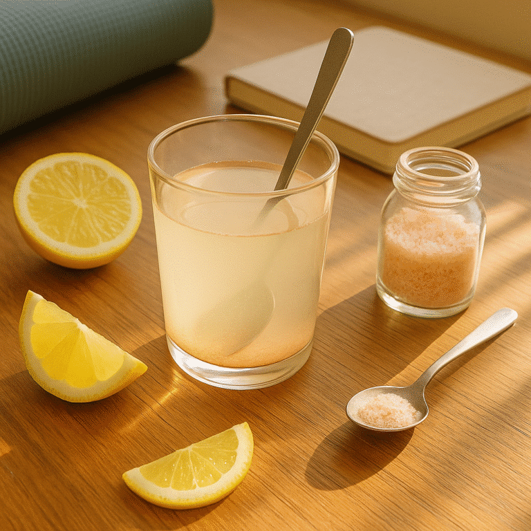 The Pink Salt Trick Recipe for Weight Loss (2025 Guide That’s Blowing Up Online) 9 Pink salt trick recipe in a glass with lemon