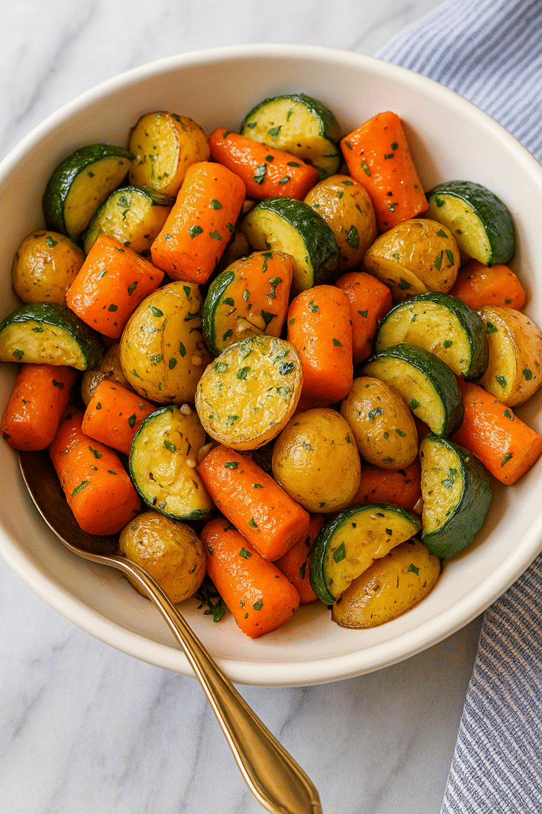 Garlic Herb Roasted Potatoes Carrots and Zucchini