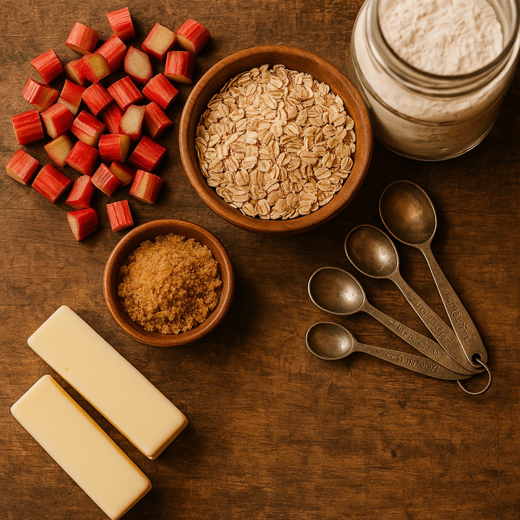 Amish Oatmeal Rhubarb Bars Recipe (2025 Guide) – A Sweet Heritage Treat You’ll Love! 12 Ingredients for Amish oatmeal rhubarb bars recipe.