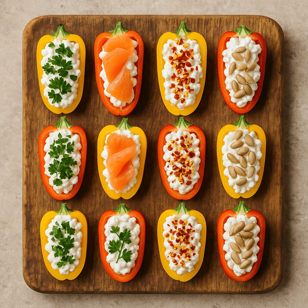 Cottage Cheese Stuffed Peppers Recipe (2025): High-Protein, Low-Carb & Delicious! 12 Flavor variations of cottage cheese stuffed peppers on a platter