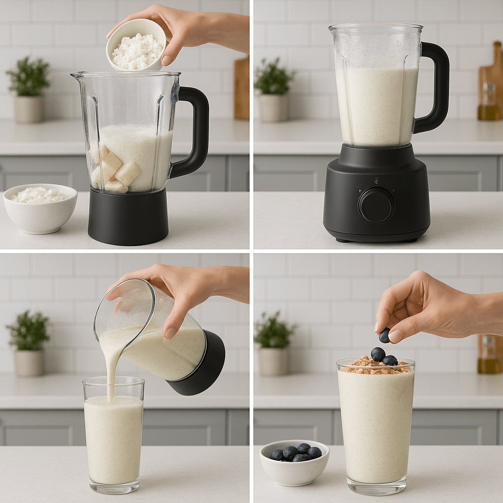 Cottage Cheese Smoothie Recipe (2025) – High-Protein, Creamy & Delicious! 12 Making a Cottage Cheese Smoothie