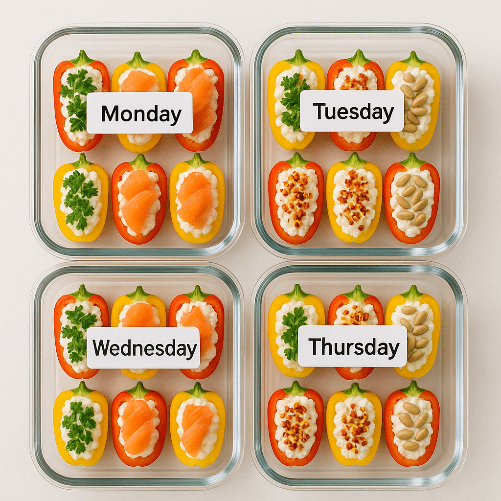 Cottage Cheese Stuffed Peppers Recipe (2025): High-Protein, Low-Carb & Delicious! 14 Meal prep containers with cottage cheese stuffed peppers