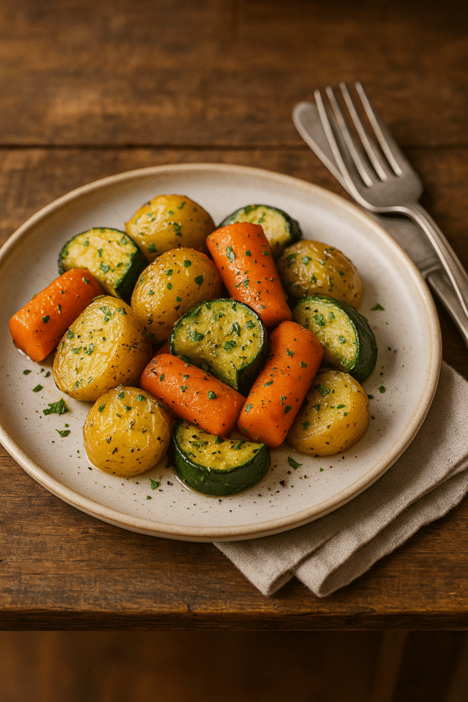 Garlic Herb Roasted Potatoes Carrots and Zucchini