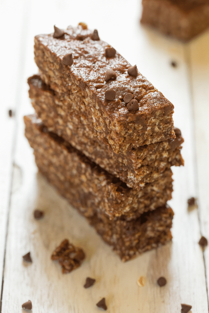 No-Bake Double Chocolate Peanut Butter Granola Bars Recipe