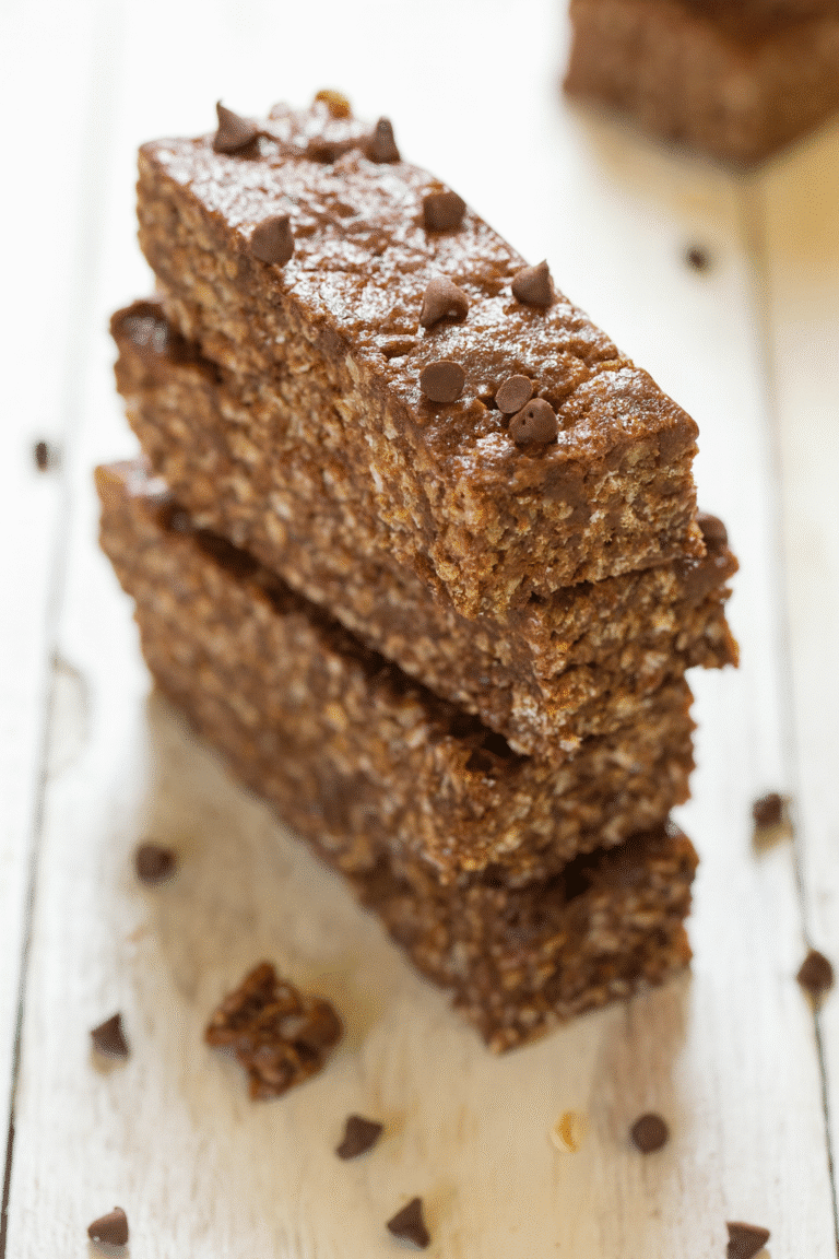 No-Bake Double Chocolate Peanut Butter Granola Bars Recipe