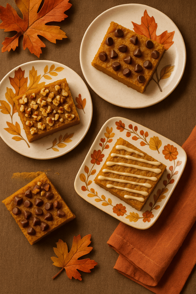 Pumpkin bar variations with toppings