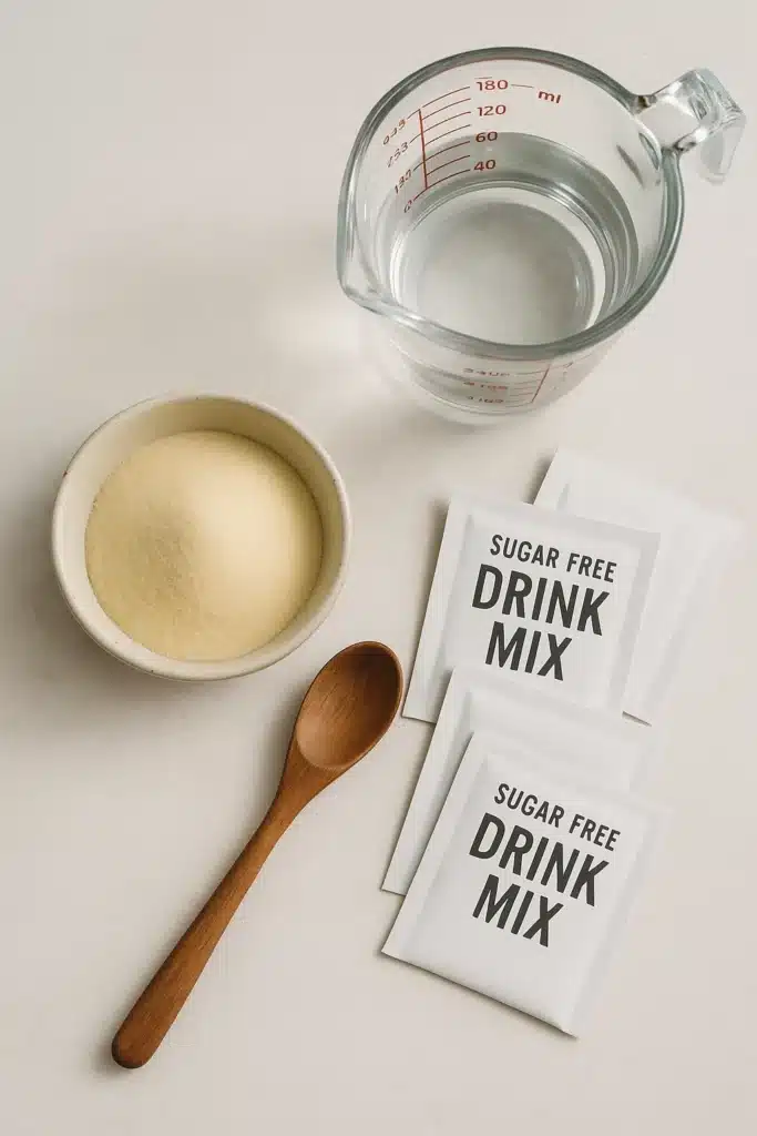 Easy Bariatric Gelatin Recipe for Weight Loss & Recovery (2025) 11 Bariatric gelatin recipe ingredients on clean counter