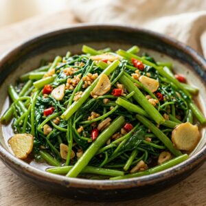 Yes, you can add complementary vegetables to your morning glory vegetable recipe, though add quick-cooking vegetables like mushrooms, bell peppers, or garlic shoots during the last minute of cooking. Avoid adding slow-cooking vegetables like broccoli or carrots to this morning glory vegetable recipe as they require longer cooking times that would overcook the delicate morning glory greens. Keep the morning glory vegetable recipe true to its simple roots by adding only one additional vegetable for best results.