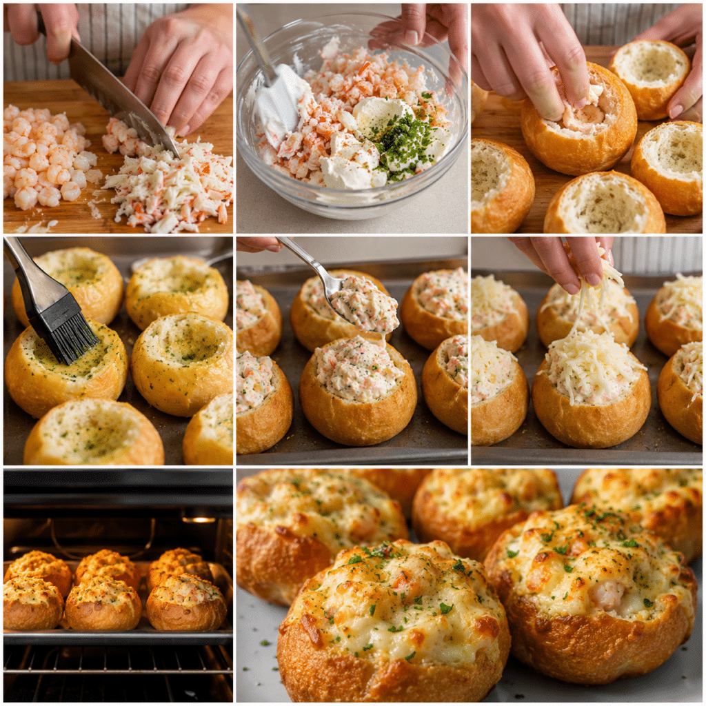 crabby shrimp stuffed garlic bread bombs recipe