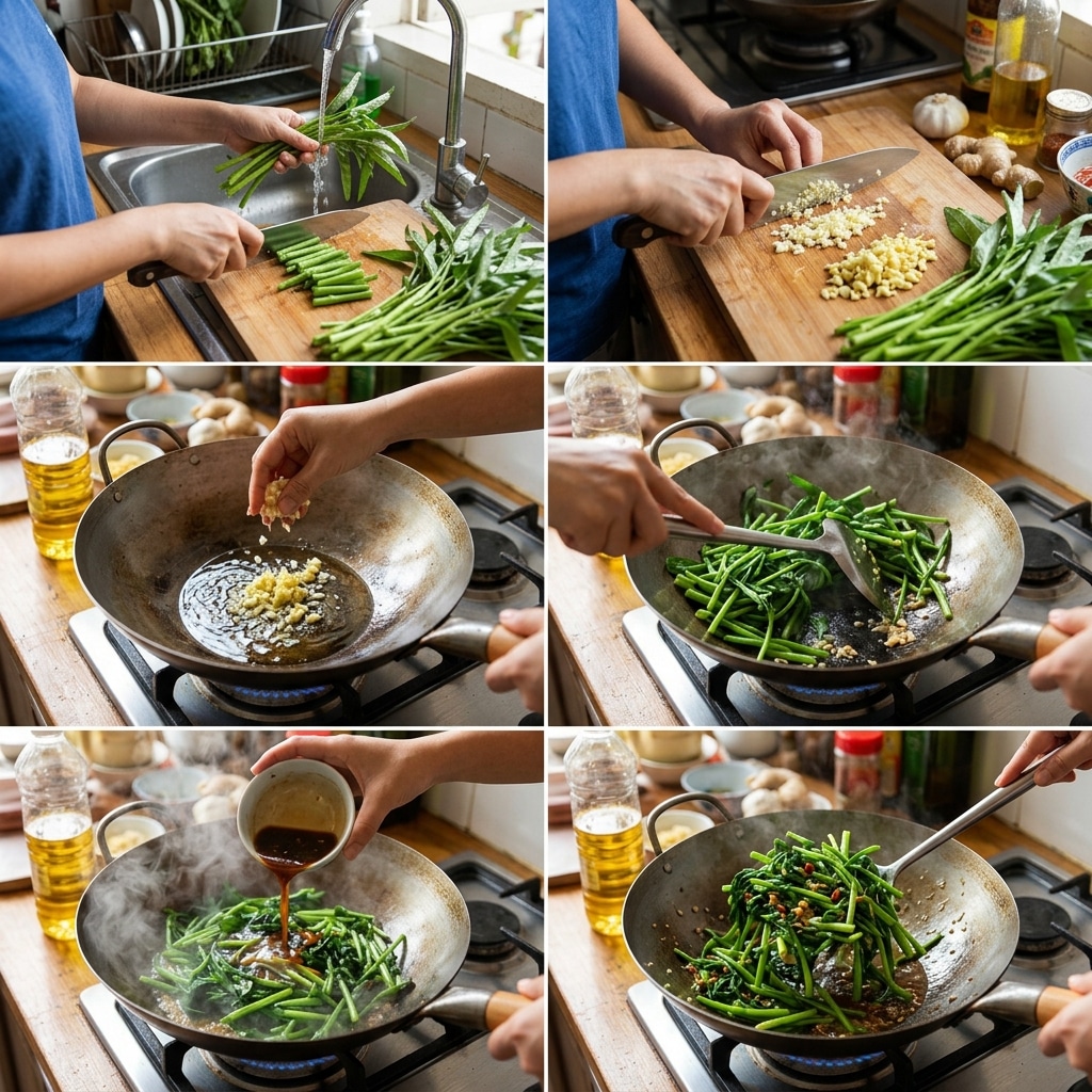 Yes, you can add complementary vegetables to your morning glory vegetable recipe, though add quick-cooking vegetables like mushrooms, bell peppers, or garlic shoots during the last minute of cooking. Avoid adding slow-cooking vegetables like broccoli or carrots to this morning glory vegetable recipe as they require longer cooking times that would overcook the delicate morning glory greens. Keep the morning glory vegetable recipe true to its simple roots by adding only one additional vegetable for best results.